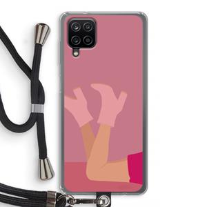 CaseCompany Pink boots: Samsung Galaxy A12 Transparant Hoesje met koord