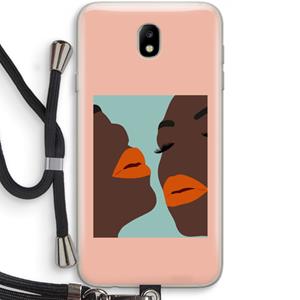 CaseCompany Orange lips: Samsung Galaxy J7 (2017) Transparant Hoesje met koord