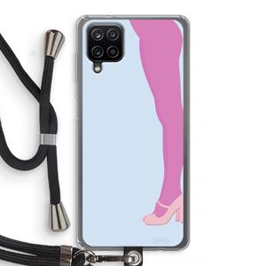 CaseCompany Pink panty: Samsung Galaxy A12 Transparant Hoesje met koord