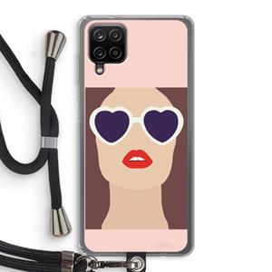 CaseCompany Red lips: Samsung Galaxy A12 Transparant Hoesje met koord
