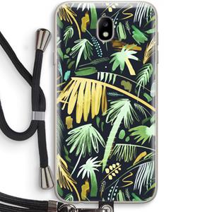 CaseCompany Tropical Palms Dark: Samsung Galaxy J7 (2017) Transparant Hoesje met koord