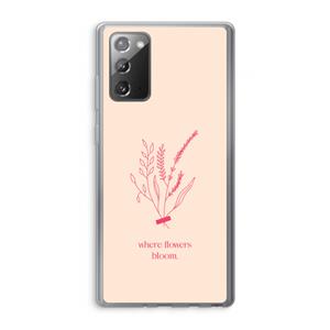 CaseCompany Where flowers bloom: Samsung Galaxy Note 20 / Note 20 5G Transparant Hoesje