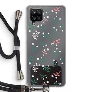 CaseCompany Small white flowers: Samsung Galaxy A12 Transparant Hoesje met koord