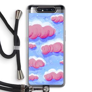 CaseCompany Roze wolken met vogels: Samsung Galaxy A80 Transparant Hoesje met koord
