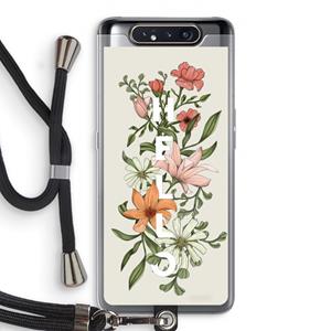 CaseCompany Hello bloemen: Samsung Galaxy A80 Transparant Hoesje met koord