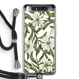 CaseCompany Wit bloemenpatroon: Samsung Galaxy A80 Transparant Hoesje met koord