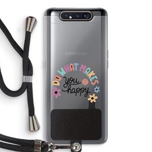 CaseCompany Happy days: Samsung Galaxy A80 Transparant Hoesje met koord