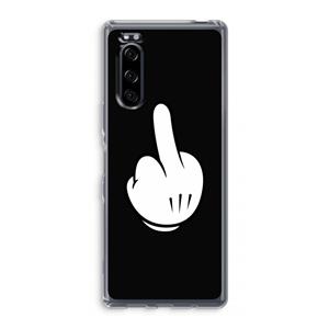 CaseCompany Middle finger black: Sony Xperia 5 Transparant Hoesje