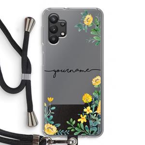 CaseCompany Gele bloemen: Samsung Galaxy A32 5G Transparant Hoesje met koord