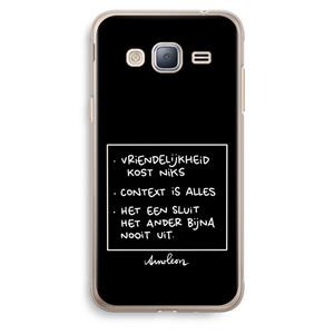 CaseCompany Mijn Motto's: Samsung Galaxy J3 (2016) Transparant Hoesje