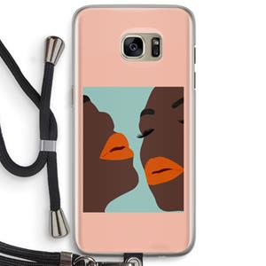 CaseCompany Orange lips: Samsung Galaxy S7 Edge Transparant Hoesje met koord