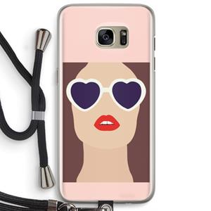 CaseCompany Red lips: Samsung Galaxy S7 Edge Transparant Hoesje met koord