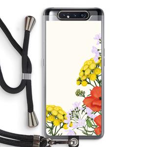 CaseCompany Wilde bloemen: Samsung Galaxy A80 Transparant Hoesje met koord