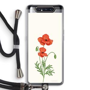 CaseCompany Red poppy: Samsung Galaxy A80 Transparant Hoesje met koord