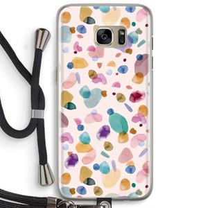 CaseCompany Terrazzo Memphis Pink: Samsung Galaxy S7 Edge Transparant Hoesje met koord