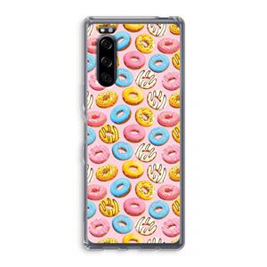 CaseCompany Pink donuts: Sony Xperia 5 Transparant Hoesje