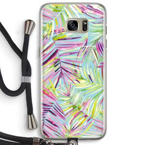 CaseCompany Tropical Palms Blue: Samsung Galaxy S7 Edge Transparant Hoesje met koord