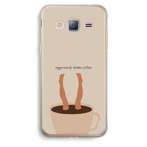 CaseCompany Aggressively drinks coffee: Samsung Galaxy J3 (2016) Transparant Hoesje