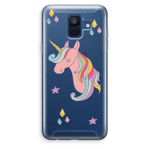 CaseCompany Roze eenhoorn: Samsung Galaxy A6 (2018) Transparant Hoesje