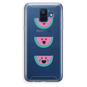 CaseCompany Smiley watermeloen: Samsung Galaxy A6 (2018) Transparant Hoesje