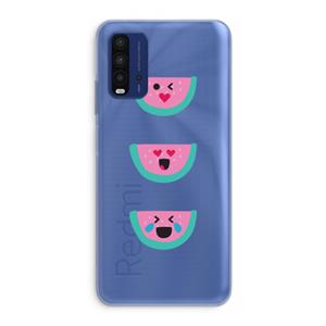 CaseCompany Smiley watermeloen: Xiaomi Redmi 9T Transparant Hoesje