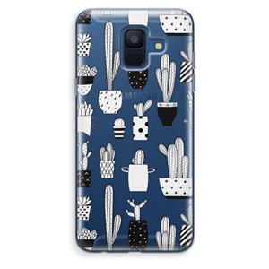 CaseCompany Cactusmotief: Samsung Galaxy A6 (2018) Transparant Hoesje