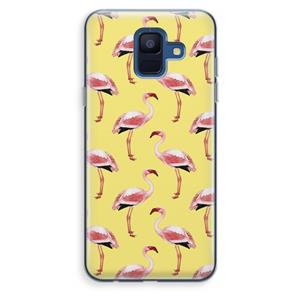 CaseCompany Flamingo's geel: Samsung Galaxy A6 (2018) Transparant Hoesje