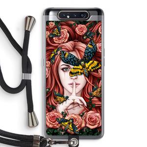CaseCompany Lady Moth: Samsung Galaxy A80 Transparant Hoesje met koord