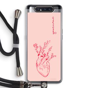 CaseCompany Blooming Heart: Samsung Galaxy A80 Transparant Hoesje met koord