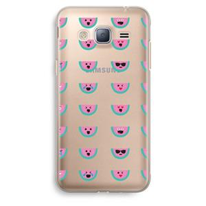 CaseCompany Smiley watermeloenprint: Samsung Galaxy J3 (2016) Transparant Hoesje