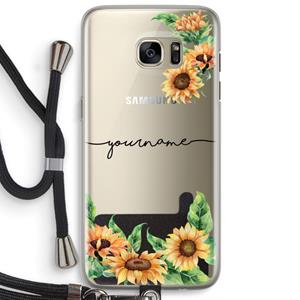 CaseCompany Zonnebloemen: Samsung Galaxy S7 Edge Transparant Hoesje met koord