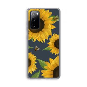 CaseCompany Sunflower and bees: Samsung Galaxy S20 FE / S20 FE 5G Transparant Hoesje