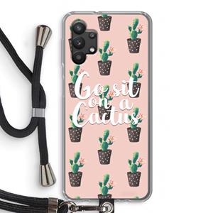 CaseCompany Cactus quote: Samsung Galaxy A32 5G Transparant Hoesje met koord