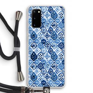 CaseCompany Blauw motief: Samsung Galaxy S20 Transparant Hoesje met koord