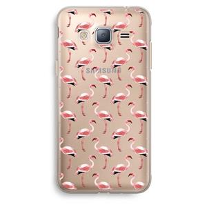 CaseCompany Flamingoprint groen: Samsung Galaxy J3 (2016) Transparant Hoesje