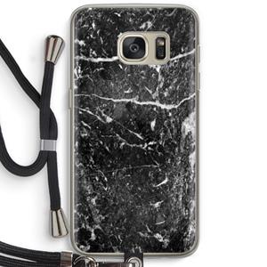CaseCompany Zwart marmer: Samsung Galaxy S7 Transparant Hoesje met koord