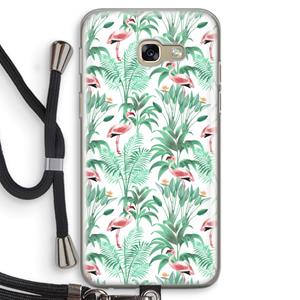 CaseCompany Flamingo bladeren: Samsung Galaxy A5 (2017) Transparant Hoesje met koord