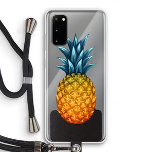 CaseCompany Grote ananas: Samsung Galaxy S20 Transparant Hoesje met koord