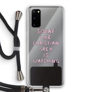 CaseCompany Christian Grey: Samsung Galaxy S20 Transparant Hoesje met koord