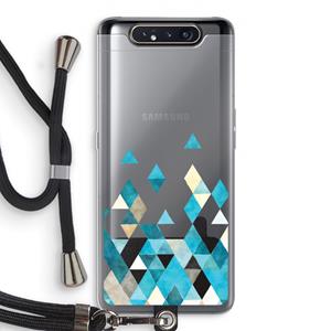 CaseCompany Gekleurde driehoekjes blauw: Samsung Galaxy A80 Transparant Hoesje met koord
