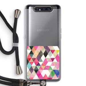CaseCompany Gekleurde driehoekjes: Samsung Galaxy A80 Transparant Hoesje met koord