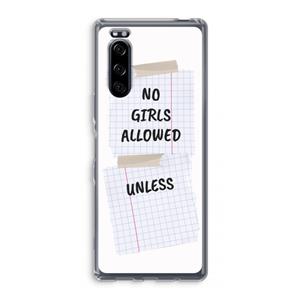 CaseCompany No Girls Allowed Unless: Sony Xperia 5 Transparant Hoesje