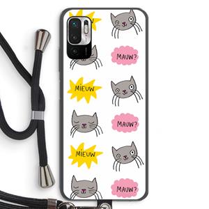 CaseCompany Meow: Xiaomi Redmi Note 10 5G Transparant Hoesje met koord