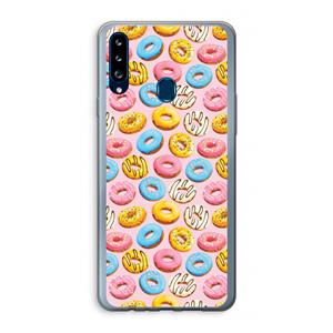 CaseCompany Pink donuts: Samsung Galaxy A20s Transparant Hoesje
