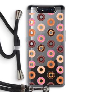 CaseCompany Donuts: Samsung Galaxy A80 Transparant Hoesje met koord