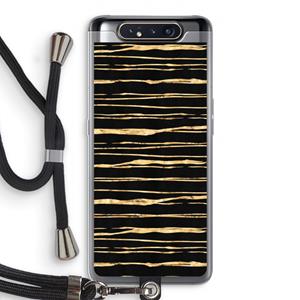 CaseCompany Gouden strepen: Samsung Galaxy A80 Transparant Hoesje met koord