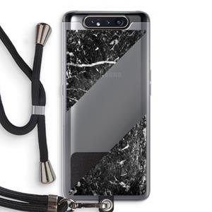 CaseCompany Zwart marmer: Samsung Galaxy A80 Transparant Hoesje met koord