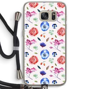 CaseCompany Bloemetjes: Samsung Galaxy S7 Transparant Hoesje met koord