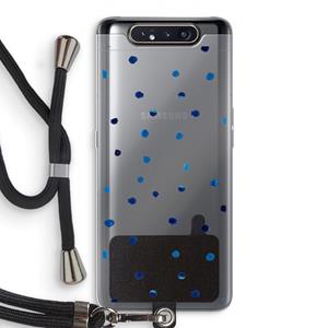 CaseCompany Blauwe stippen: Samsung Galaxy A80 Transparant Hoesje met koord