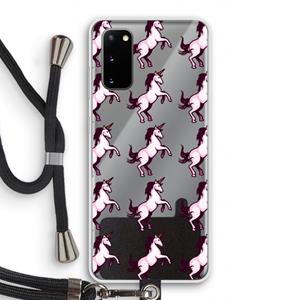 CaseCompany Musketon Unicorn: Samsung Galaxy S20 Transparant Hoesje met koord